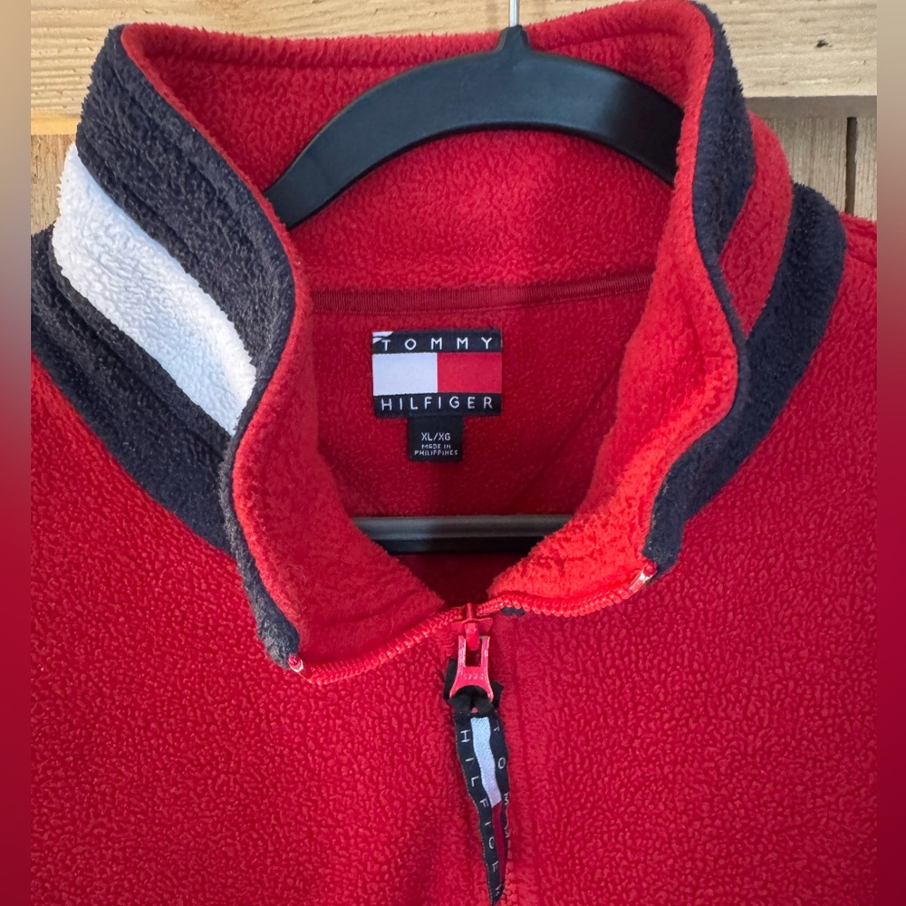 Vintage Tommy Hilfiger Red Zip-Up Sweater - Picture 3 of 4